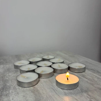 Свічки Tealight білі, 3,5×1 см. Чайна свічка без диму для аромалампи, декору та медитації 1шт.