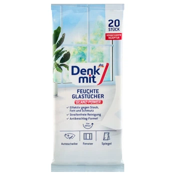Вологі серветки для скла Denkmit, 20 шт.