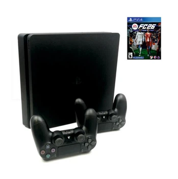 Консоль Sony PlayStation 4 SLIM 500GB Black обслугована + 2 Геймпада бездротових DualShock 4 + FC 26 + гарантія Б/В