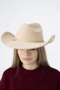 Шляпа ковбойка замшевая D.Hats цвет бежевый