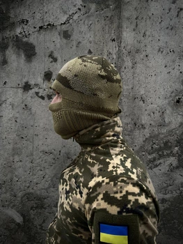 Балаклава шапка оливковый пиксель функциональный зимний головной убор защита от ветра и холода для полевых условий