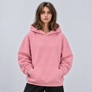 Худи с флисом розовое женское 3XL