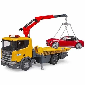 Эвакуатор Bruder Scania Super 560R с краном-манипулятором и автомобилем Roadster 1:16 разноцветный