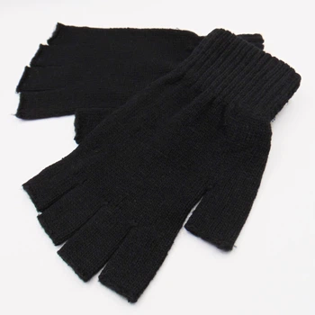 Мужские перчатки митенки без пальцев one size черные Anjela 1301