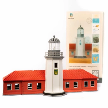 Збірна дерев'яна модель Lighthouse Маяк на острові Зміїний з прибудовою Україна