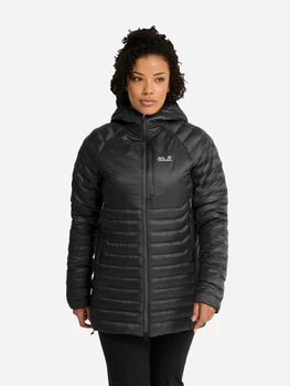 Куртка демисезонная удлиненная с капюшоном женская Jack Wolfskin A66386-6000 M Черная (4064886763578)
