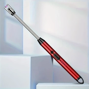 Електронна USB-запальничка AXOTEN з гнучким шлангом 26 см — Дугова плазмова кухонна запальничка для свічок та плити, червоний