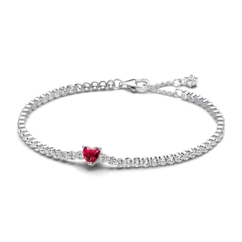 Браслет Pandora "Блестящее паве" (Silver-Red)