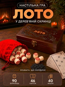 Лото игра настольная для взрослых детей подарочный набор в деревянной коробке NE-SP-LT07