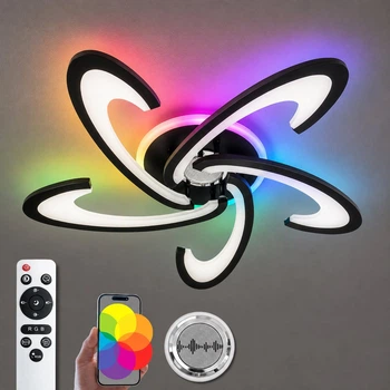 Люстра потолочная светодиодная с музыкальной колонкой и RGB подсветкой для гостиной и спальни VALESO YZD1274