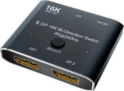 Двонаправлений DisplayPort-перемикач CABLEDECONN 2×1 з підтримкою 8K 120 Гц і 4K 240 Гц