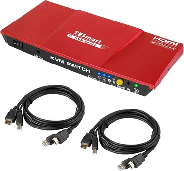 KVM-перемикач TESmart HDMI 2×1, 4K 60 Гц, USB 2.0, для 2 комп'ютерів, з пультом