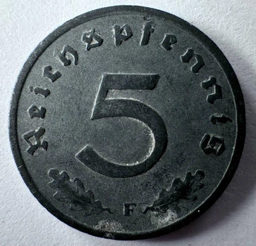 Німеччина Мітка монетного двору "F” - Штутгарт 5 рейхспфенігів 1941 рік Монети світу