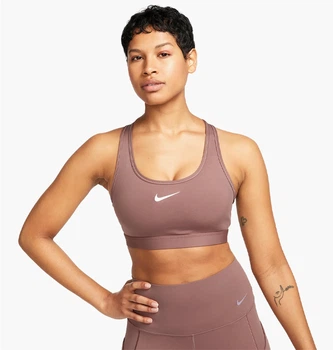 Спортивний топ жіночий Nike Swoosh Medium Support S Бежевий DX6821-208