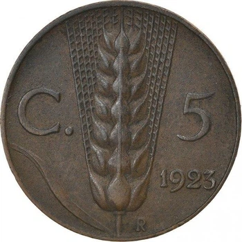 Італія 5 чентезимо 1923 рік Монети світу