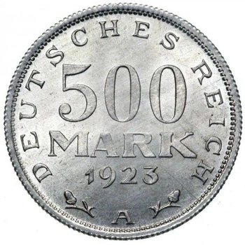 Німеччина Мітка монетного двору "A" - Берлін 500 марок 1923 рік Монети світу