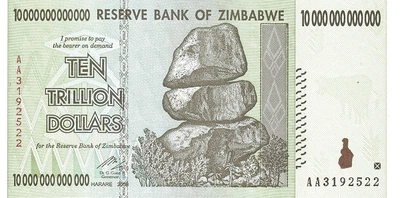 10000000000000 доларів dollars 2007-2008 рр Банкнота Зімбабве Африка UNC P-88