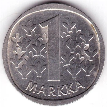 Фінляндія 1 марка 1976 рік Монети світу
