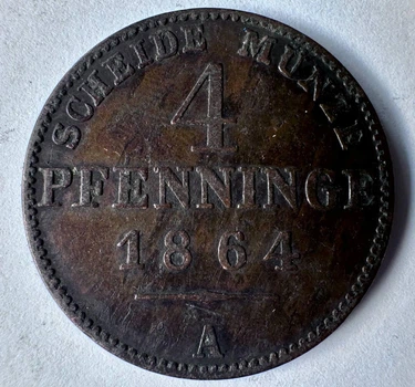 Пруссія 4 пфеніги 1864 рік Монети світу