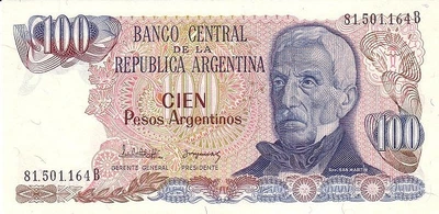 100 Песо Аргентинське Pesos Argentino 1983-1985 рр. Банкнота Аргентина Південна Америка UNC P-315