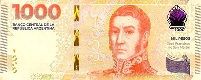 1000 Песо Pesos 2015-2024 рік Банкнота Аргентина Південна Америка UNC P-W367