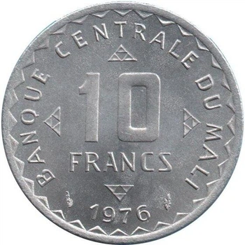 Малі 10 франків 1976 рік Монети світу