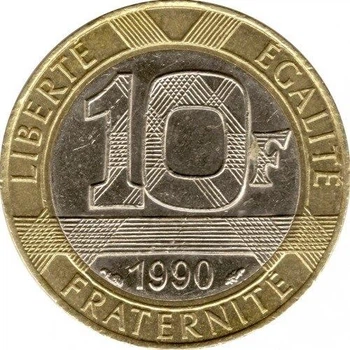 Франція 10 франків 1990 рік Монети світу