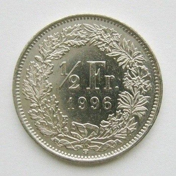 Швейцарія 1/2 франка 1996 рік Монети світу
