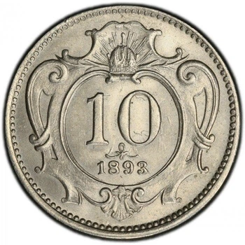 Австрія 10 гелерів 1893 рік Монети світу