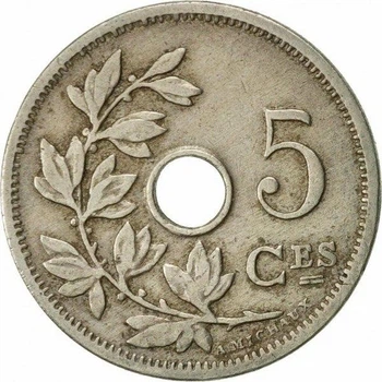 Бельгія Напис французькою - 'BELGIQUE' 5 сантимів 1905 рік Монети світу