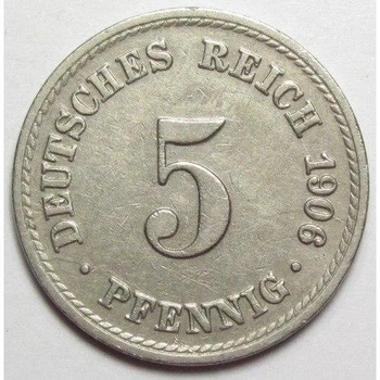 Німеччина 5 пфенігів 1906 рік Монети світу