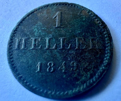 Франкфурт 1 геллер 1849 рік Монети світу Рідкісна