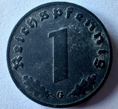 Німеччина Мітка монетного двору "G” - Карлсруе 1 рейхспфеніг 1940 рік Монети світу