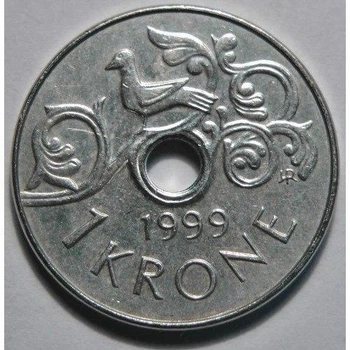 Норвегія 1 крона 1999 рік Монети світу