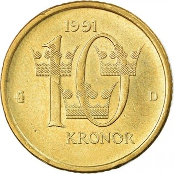 Швеція 10 крон 1991 рік Монети світу