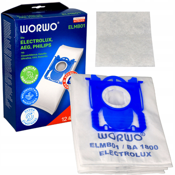 Набор мешков (12 шт) S-BAG Philips, Electrolux ELMB01X12 Worwo
