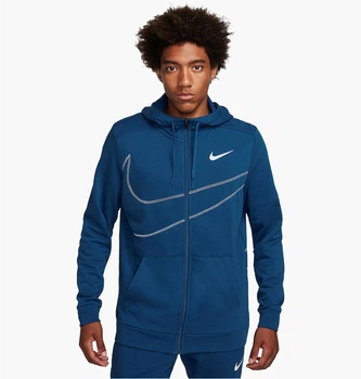 Толстовка мужская Nike Dri-Fit Fleece Full-Zip Fitness Hoodie M Синий FB8575-476