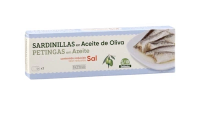 Консервовані сардини в оливковій олії з сіллю, Hacendado Sardinillas, 2x90г (180 г)
