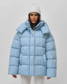 Пуховик жіночий в смужку X-Woyz LS-89771-11 59693 M блакитний