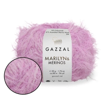 Gazzal Marilyn & Merinos, Розовый №8255 - пряжа из мериноса с полиамидом, 50 г / 88, м для свитеров, шапок и кардиганов, Газзал Мэрилин Меринос