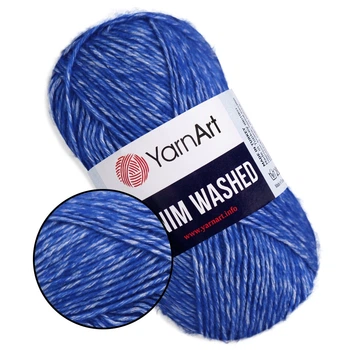 YarnArt Denim Washed, Синий №910 - пряжа деним, 50 г / 130 м, 70% хлопок /30% акрил, меланжевая нить средней толщины для свитеров, футболок