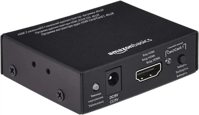 Аудио-экстрактор HDMI Amazon Basics 4K (30 Гц) S/PDIF (оптический Toslink коаксиальный) стерео-выход (RCA) в металлическом корпусе