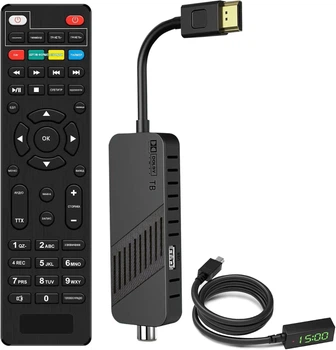 Цифровой тюнер Leyf DVB-T2 Full HD 1080p стандарт связи DVB-T2 интерфейсы HDMI AV USB форм-фактор мини-стик с выносным ИК-приемником и LED-дисплеем