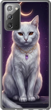 Чехол для Samsung Galaxy Note 20 Mystic White Cat Gothic Dark Purple Gold