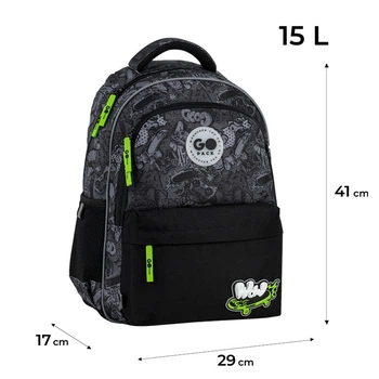 Шкільний рюкзак GoPack для хлопчика 4-7 класів, ортопедична спинка Education Wow Skate GO26-182M-7
