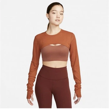 Спортивний топ жіночий Nike W Ny Luxe Shrug S Коричневий DV9197-246