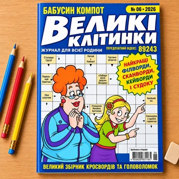 Журнал кросвордів «Великі клітинки. Бабусин компот» з кросвордами, сканвордами та головоломками, російська мова №06/2026