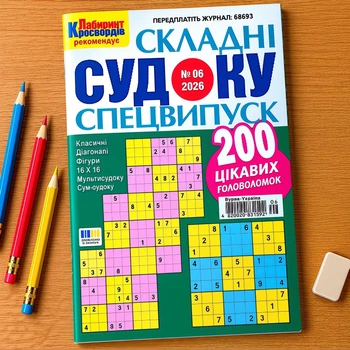 Журнал «Сложные Судоку Спецвыпуск » - 200 сложных головоломок, украинский язык №06/2026