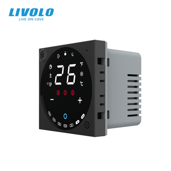 Умный терморегулятор LIVOLO EC с сухим контактом для котла и водяного теплого пола, черный, управление со смартфона, модуль без рамки