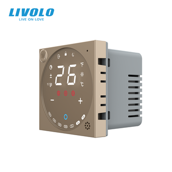 Умный терморегулятор LIVOLO EC с сухим контактом для котла и водяного теплого пола, золотой, управление со смартфона, модуль без рамки